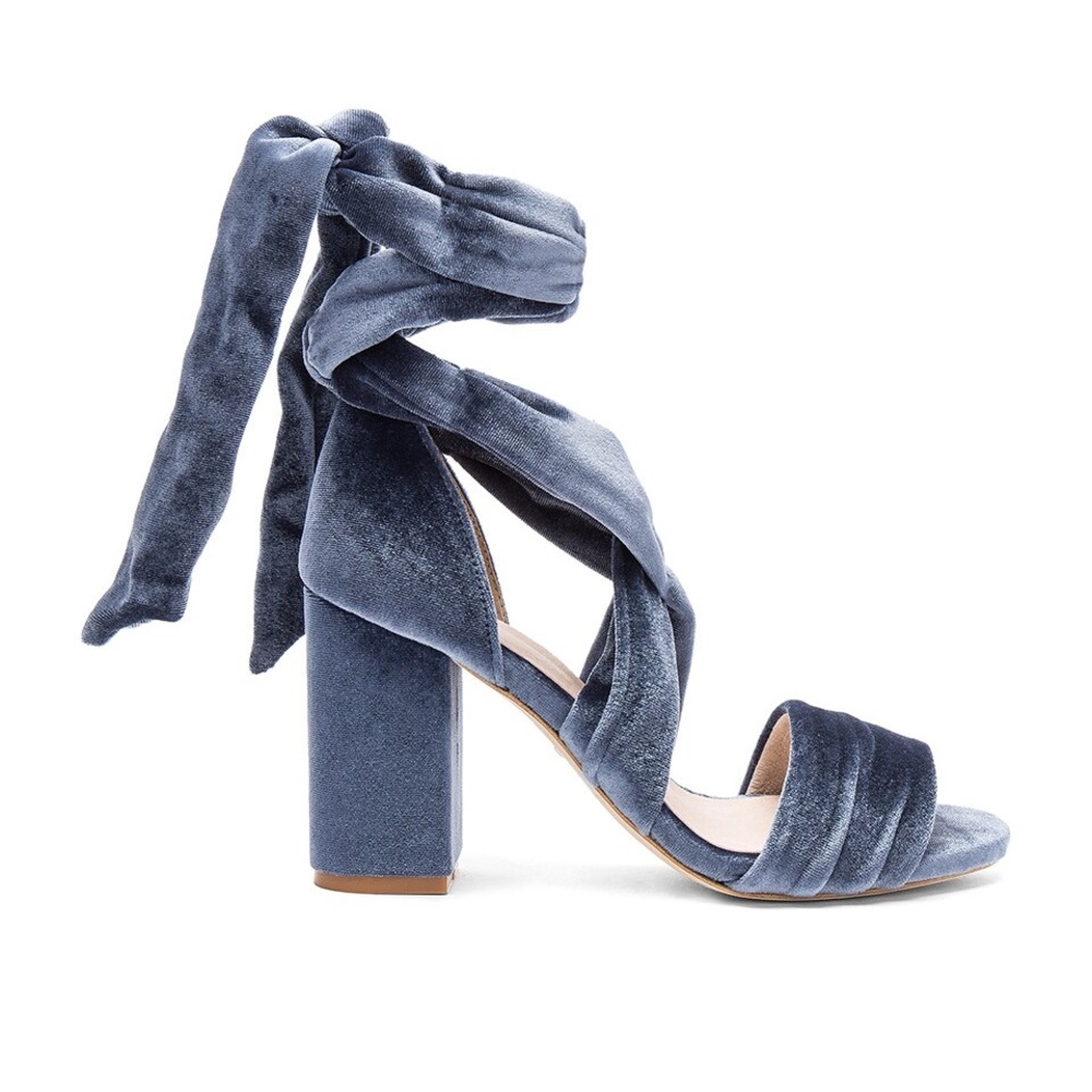 Raye Mia Velvet Blue Strappy Lace Up Heels